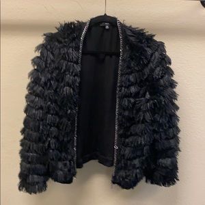 Fun black fur jacket!